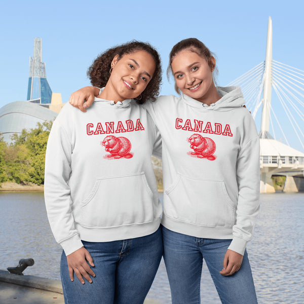 This cozy hoodie features the official mascot of Canadian chill vibes: a Canadian beaver,  And smack-dab above the little guy? The iconic word "Canada," so there's no mistaking your loyalty to the land of snow, syrup, and hockey glory!